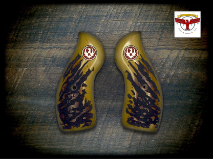 Round-Butt RUGER REDHAWK Magna-Tusk™ GRIPS ~ PREMIUM AGED STAG