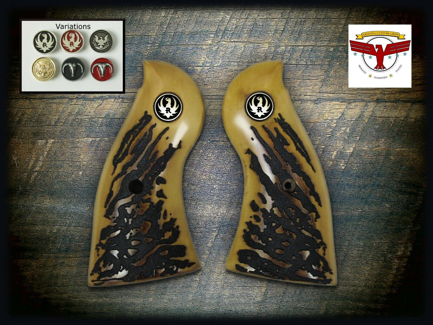 RUGER REDHAWK (Square-Butt) Magna-Tusk™ PREMIUM AGED STAG GRIPS