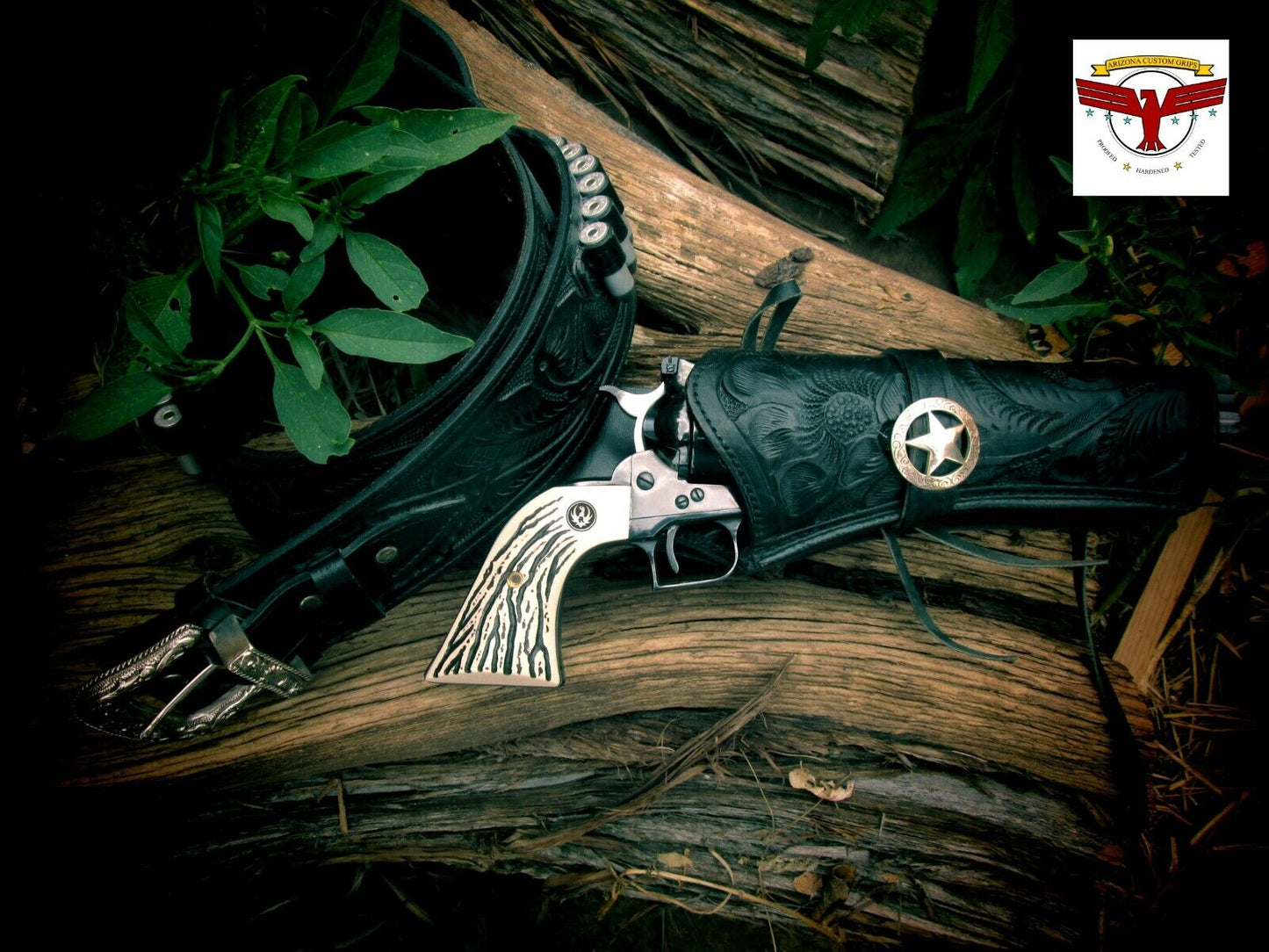 Arizona Custom Stag™ ~ Ruger Super Blackhawk ~ B-Western Stag Grips